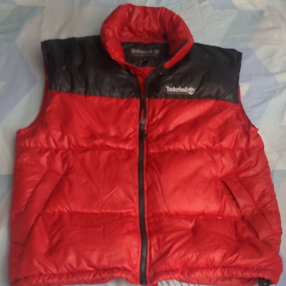 Timberland Black and Red Puffer Vest